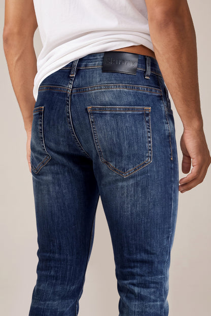 Dunkelblaue Stretch-Sculpt-Skinny-Jeans für Herren
