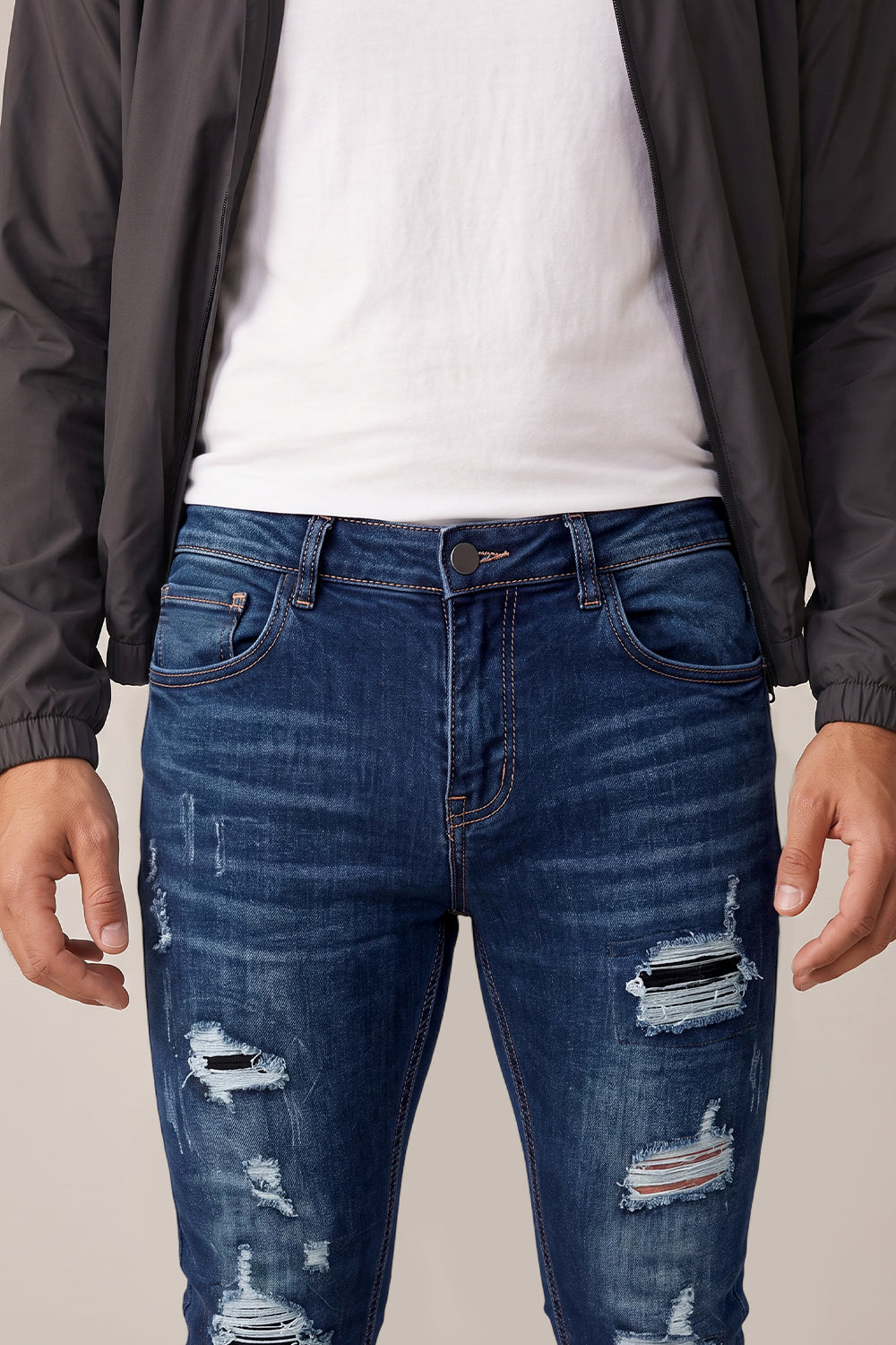 Dunkelblaue Stretch-Sculpt-Skinny-Jeans für Herren