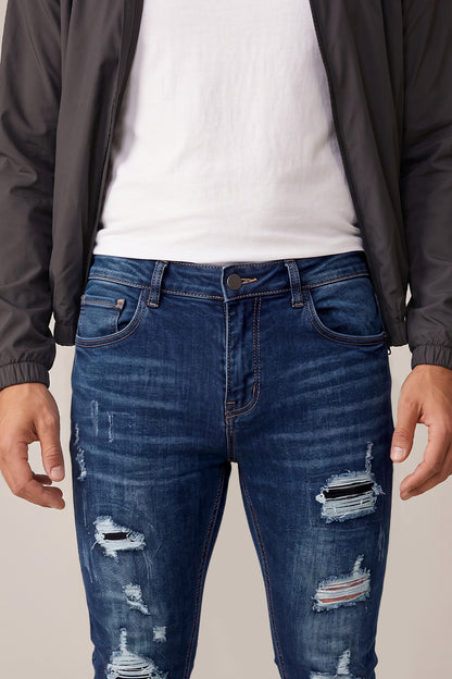 Dunkelblaue Stretch-Sculpt-Skinny-Jeans für Herren