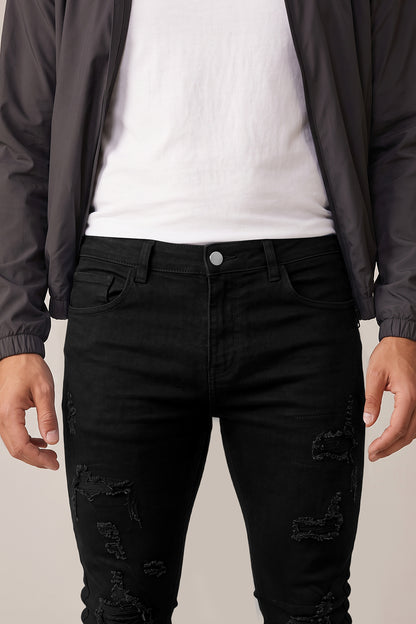 Zerrissene schwarze Sculpt-Skinny-Jeans für Herren