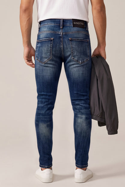 Dunkelblaue Stretch-Sculpt-Skinny-Jeans für Herren