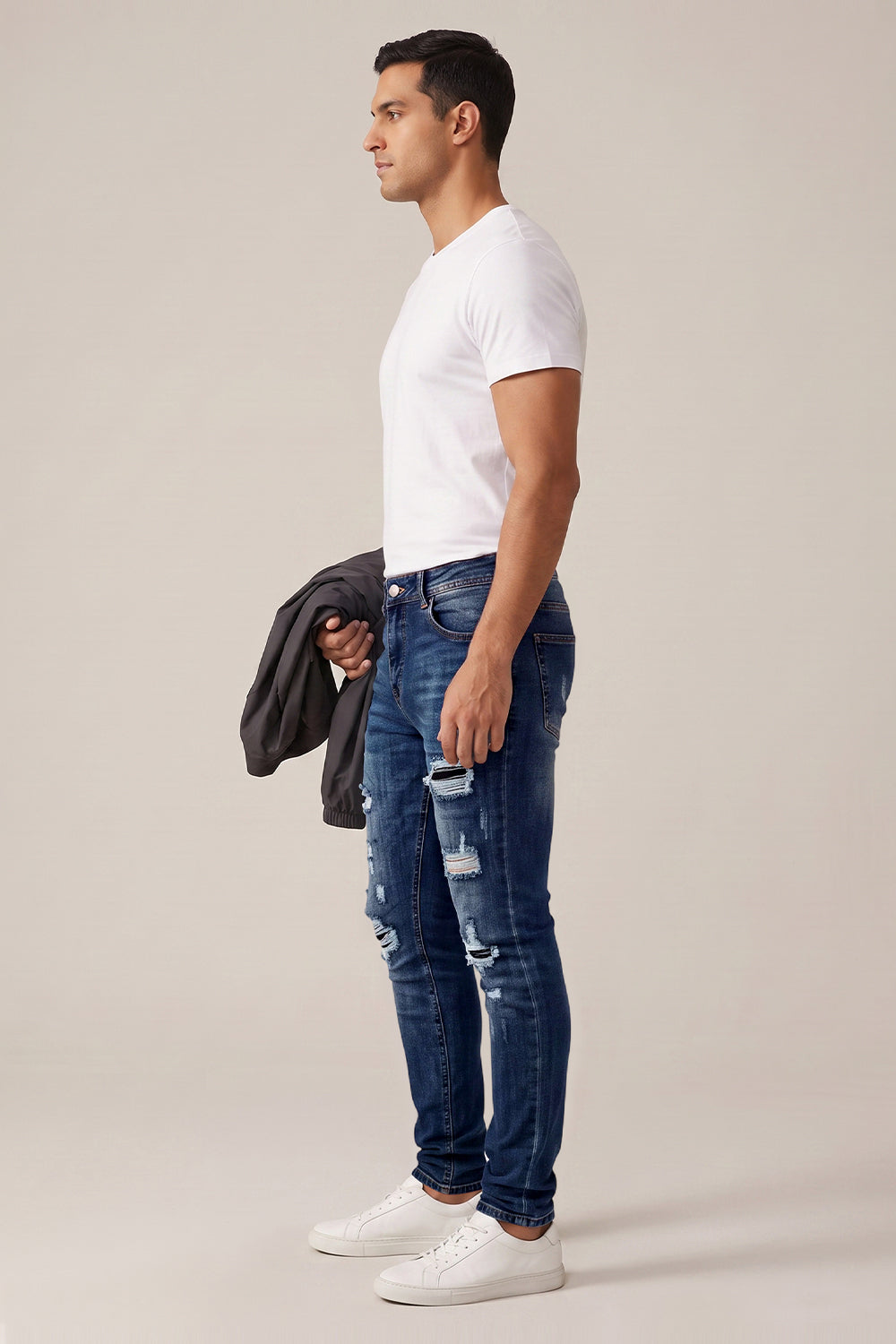 Dunkelblaue Stretch-Sculpt-Skinny-Jeans für Herren