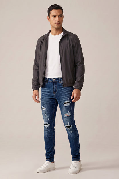 Dunkelblaue Stretch-Sculpt-Skinny-Jeans für Herren