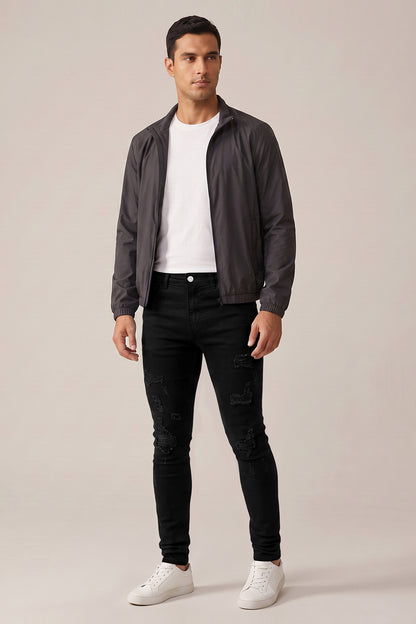 Zerrissene schwarze Sculpt-Skinny-Jeans für Herren