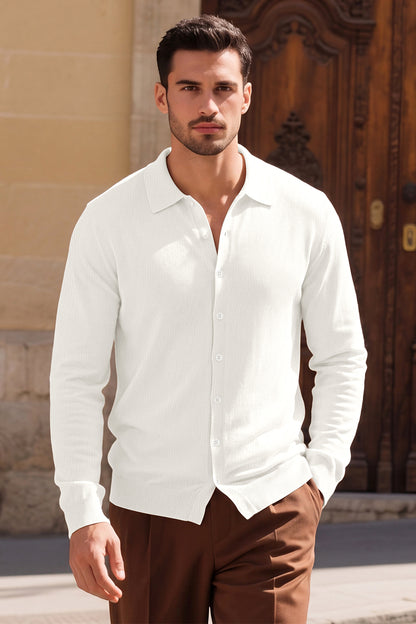 Polo ajustado de manga larga para hombre