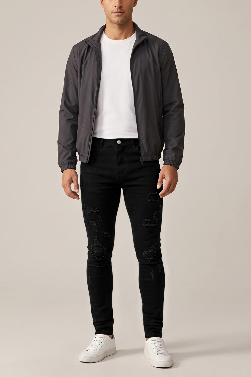 Zerrissene schwarze Sculpt-Skinny-Jeans für Herren