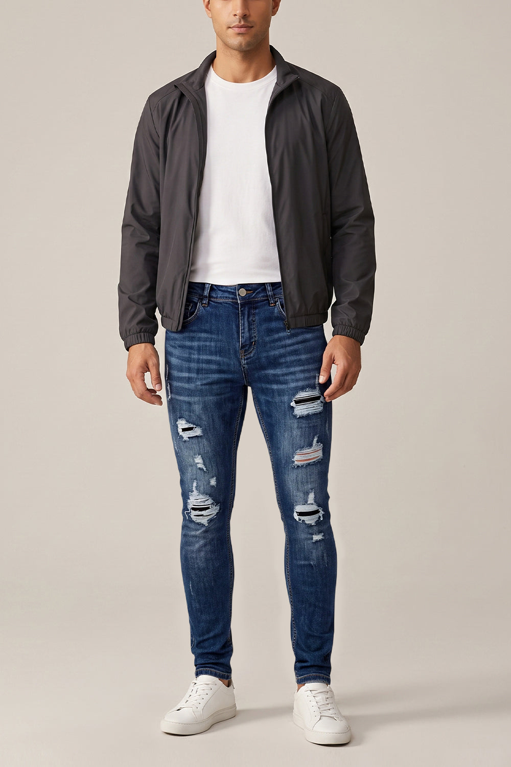 Dunkelblaue Stretch-Sculpt-Skinny-Jeans für Herren