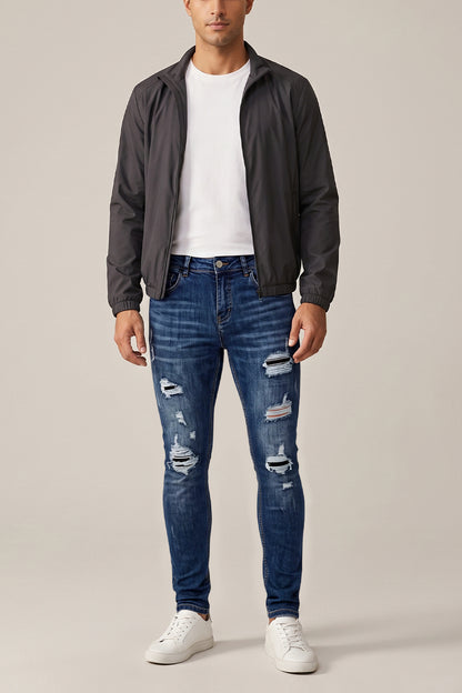 Dunkelblaue Stretch-Sculpt-Skinny-Jeans für Herren