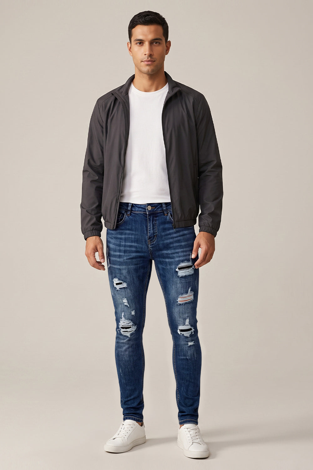 Dunkelblaue Stretch-Sculpt-Skinny-Jeans für Herren