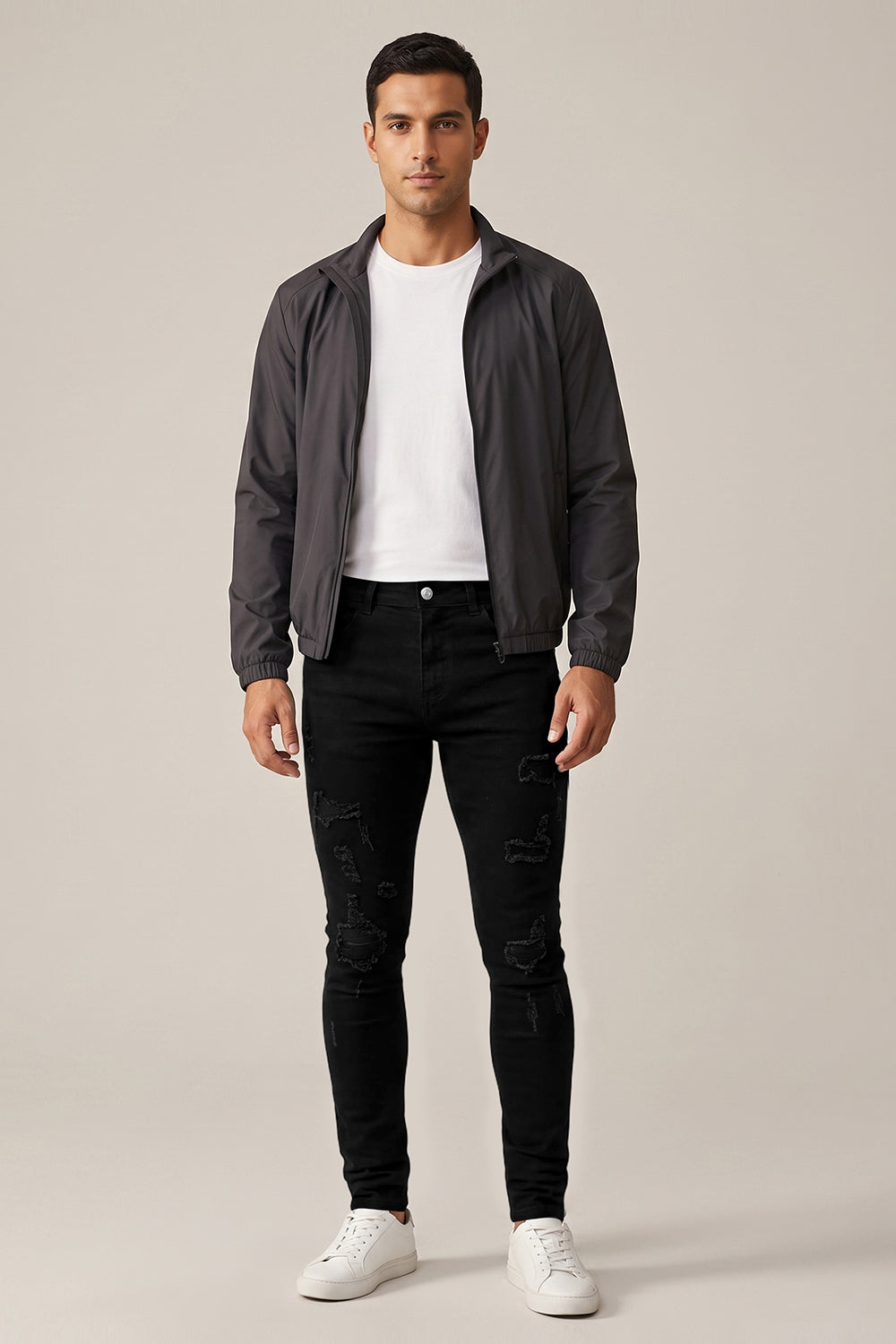Zerrissene schwarze Sculpt-Skinny-Jeans für Herren