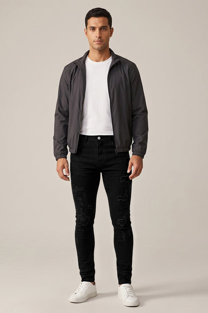 Zerrissene schwarze Sculpt-Skinny-Jeans für Herren