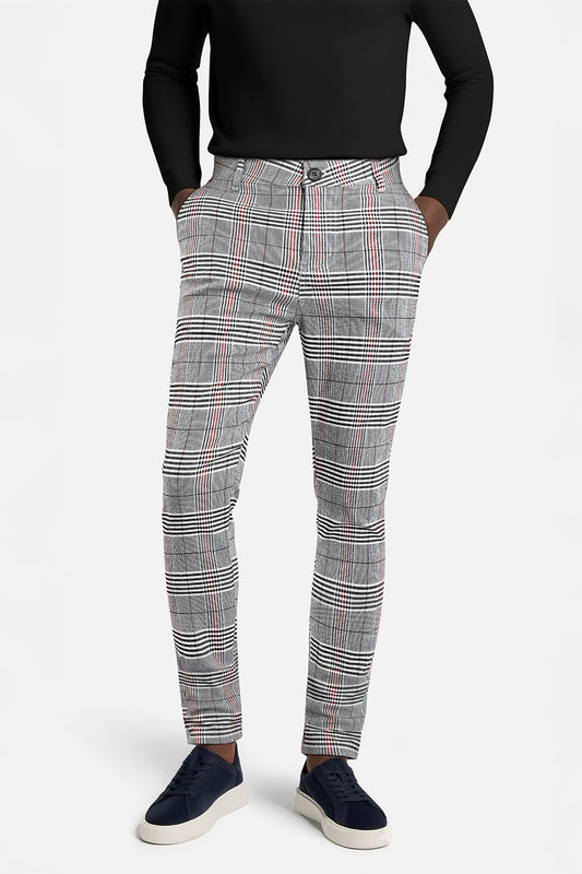 Men's Elastic Skinny Pant - Grey Lattice