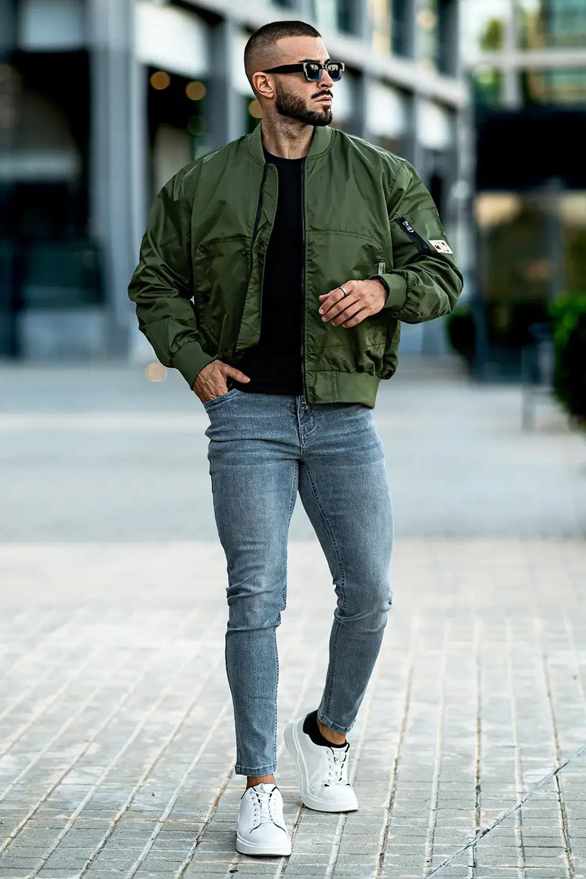 Pullman Green Solid Pattern Men's Bomber Premium Jacket main image 1