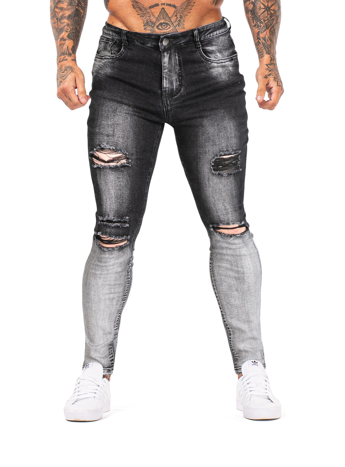 GINGTTO Men's Skinny Jeans Stretch Ripped Tapered Leg