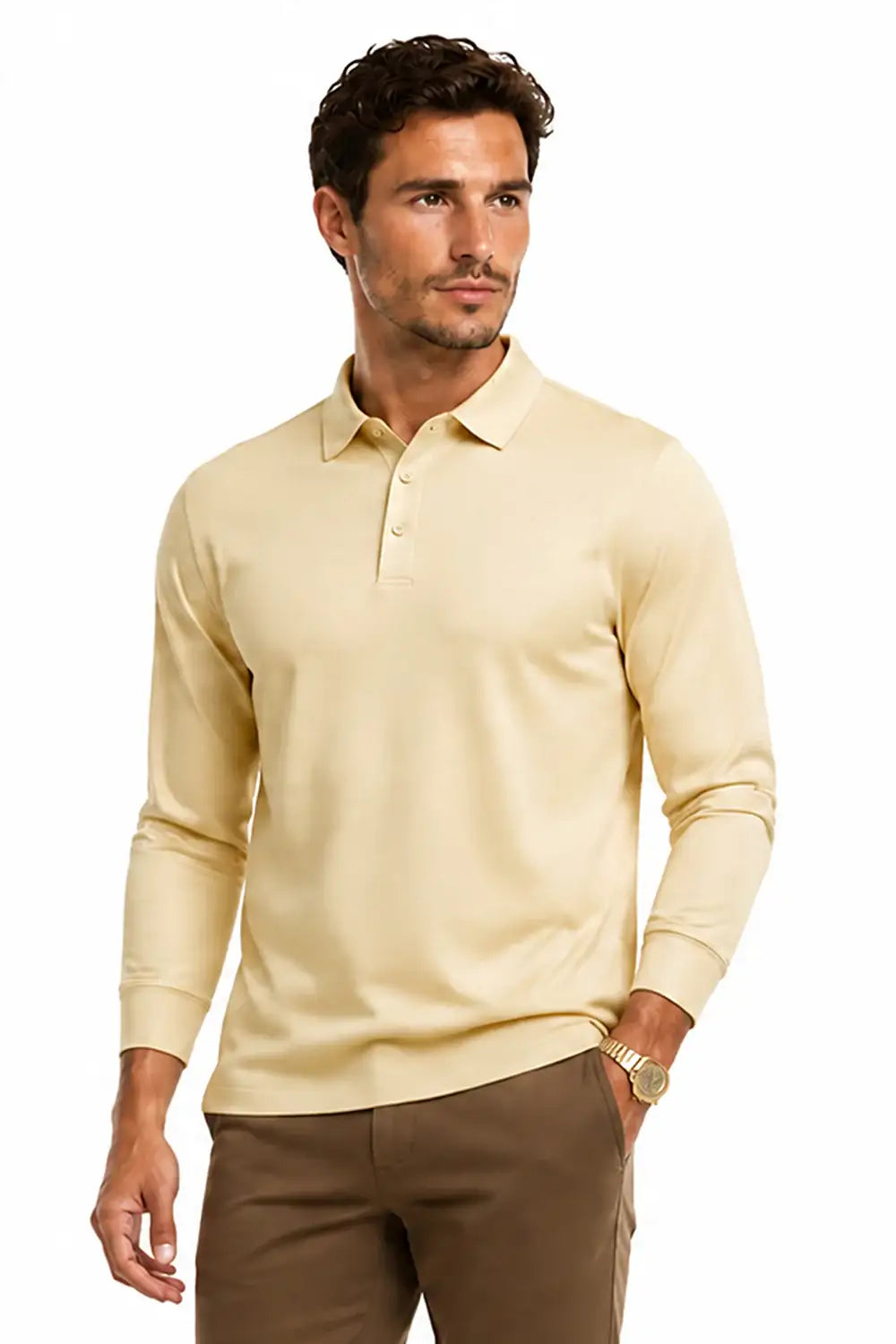 Camiseta de algodón mercerizado para hombre - Verde militar