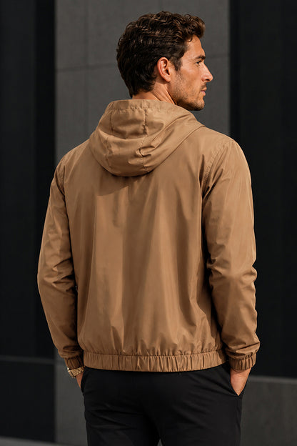 Men's Casual Hooded Lightweight Jacket - Camel