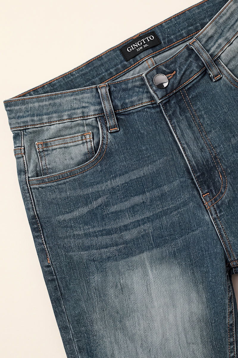 Men's Washed‑out Blue Denim Sculpt Skinny Jean