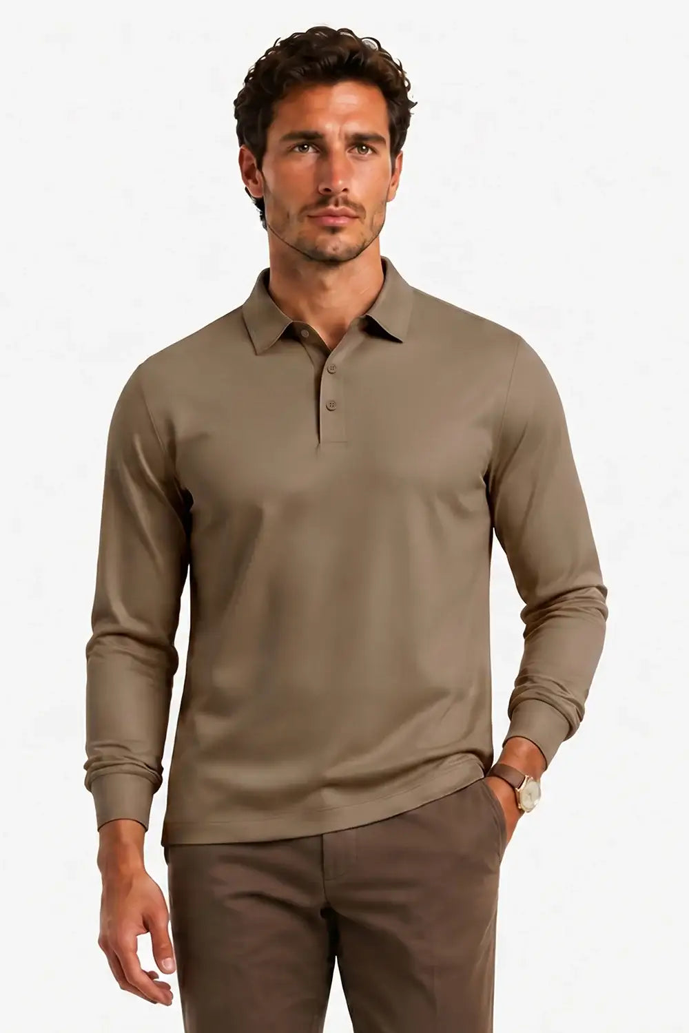 Camiseta de algodón mercerizado para hombre - Verde militar
