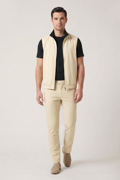 Men's 3-Piece Casual Set with Reversible Vest - Black