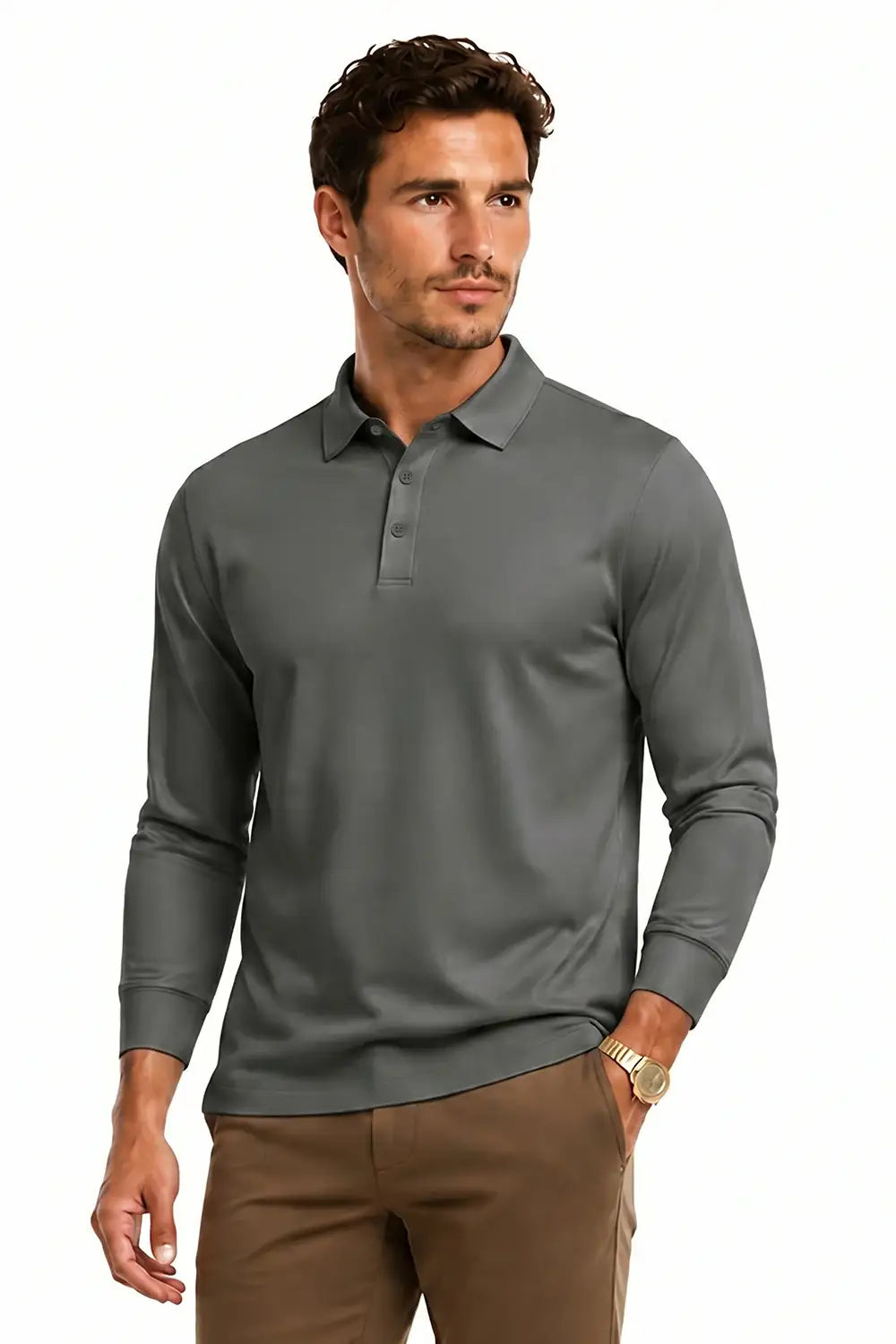Camiseta de algodón mercerizado para hombre - Verde militar
