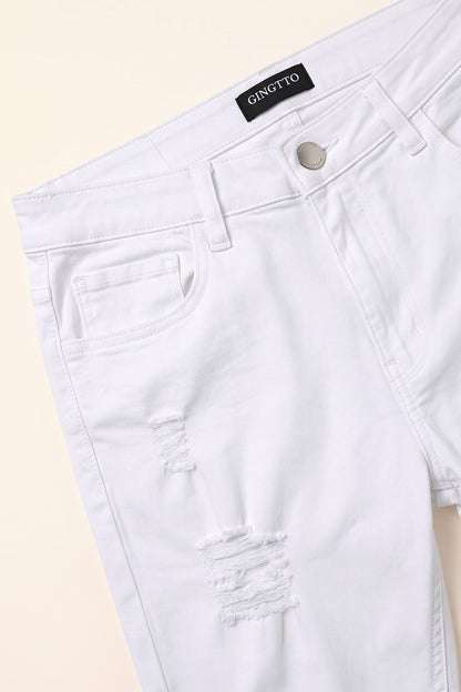 Herren-Skinny-Jeans – Weiß und mit Rissen