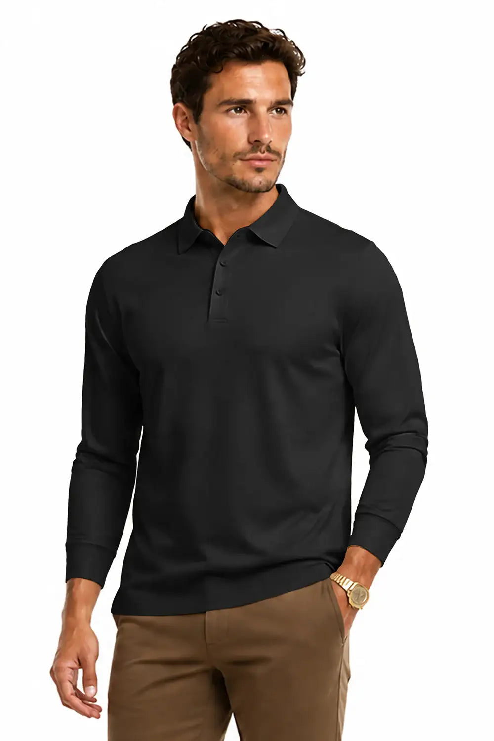 Camiseta de algodón mercerizado para hombre - Verde militar