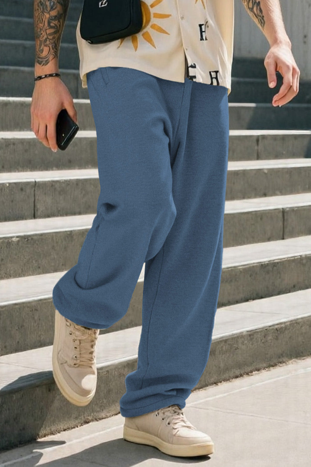 Mens Loose Casual Pant - Blue