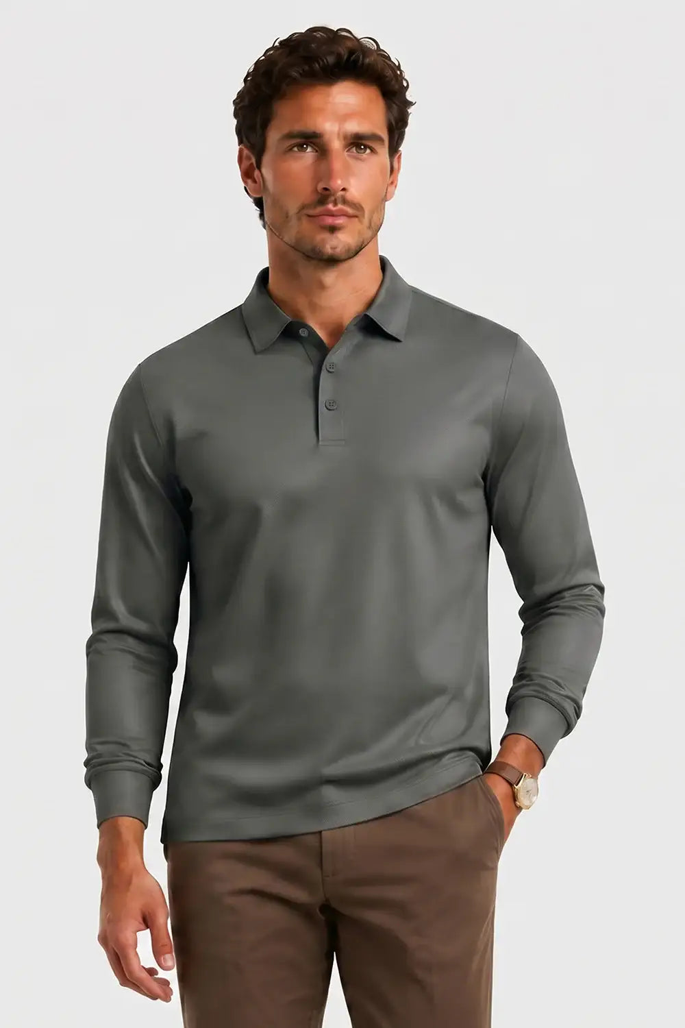 Camiseta de algodón mercerizado para hombre - Verde militar