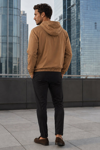 Men's Casual Hooded Lightweight Jacket - Camel