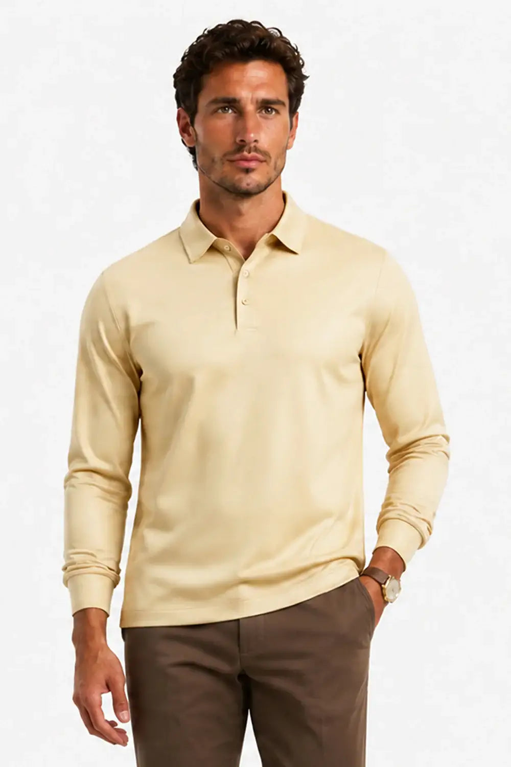 Camiseta de algodón mercerizado para hombre - Verde militar