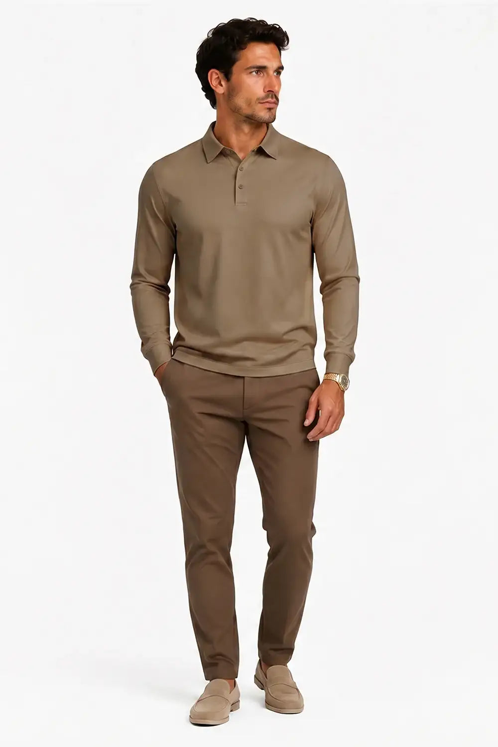 Camiseta de algodón mercerizado para hombre - Verde militar