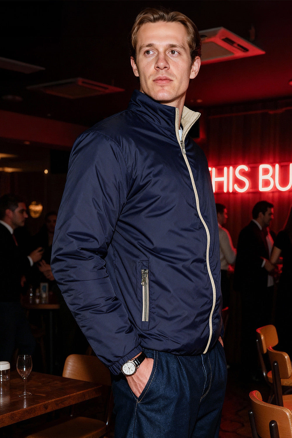 Men's Reversible Coat - Blue