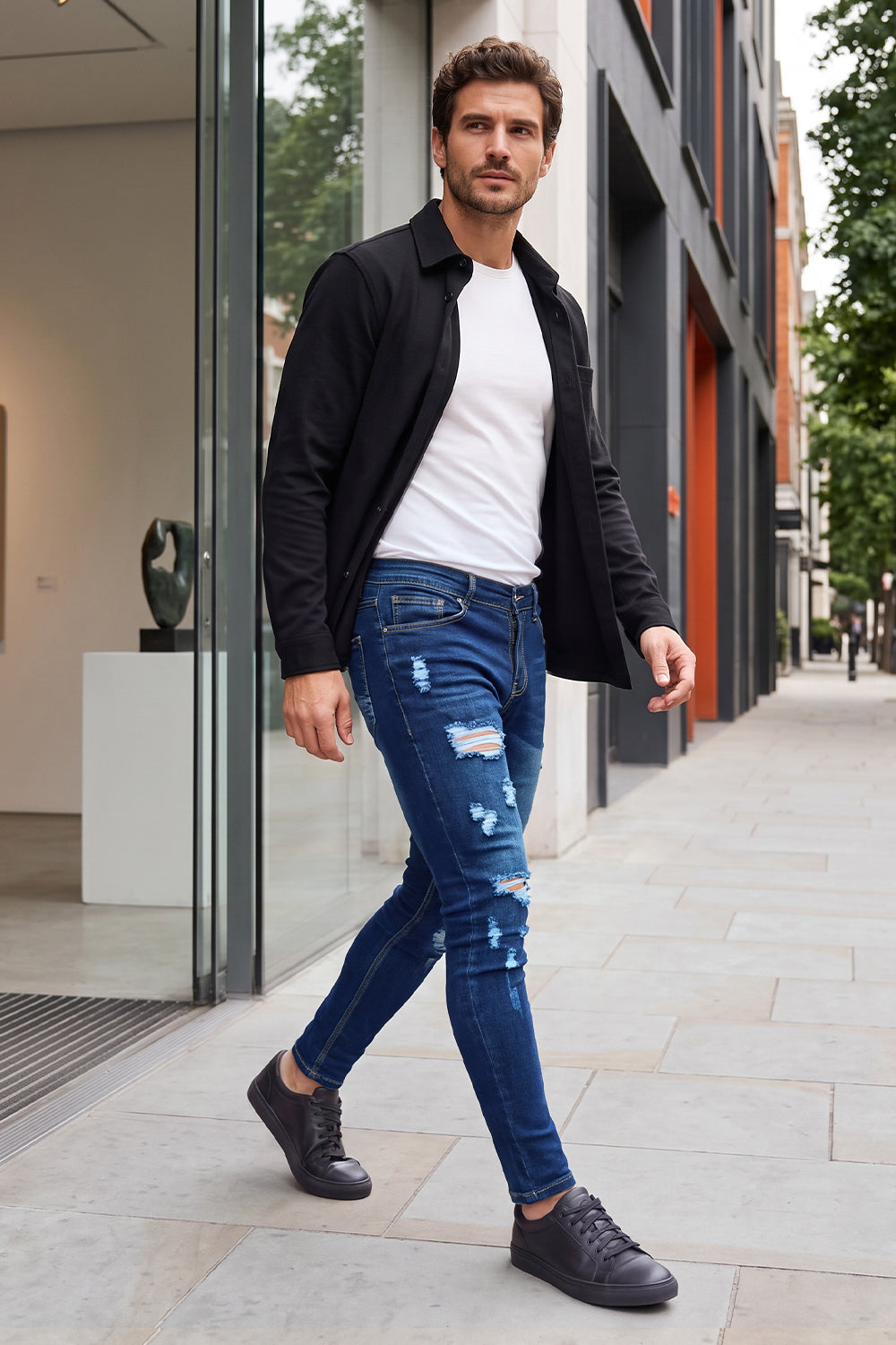 Jeans elasticizzati blu alla moda da uomo