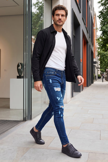 Jeans elasticizzati blu alla moda da uomo