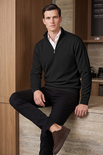 Men's Quarter-Zip Knit Sweater | Lightweight Slim Fit Pullover