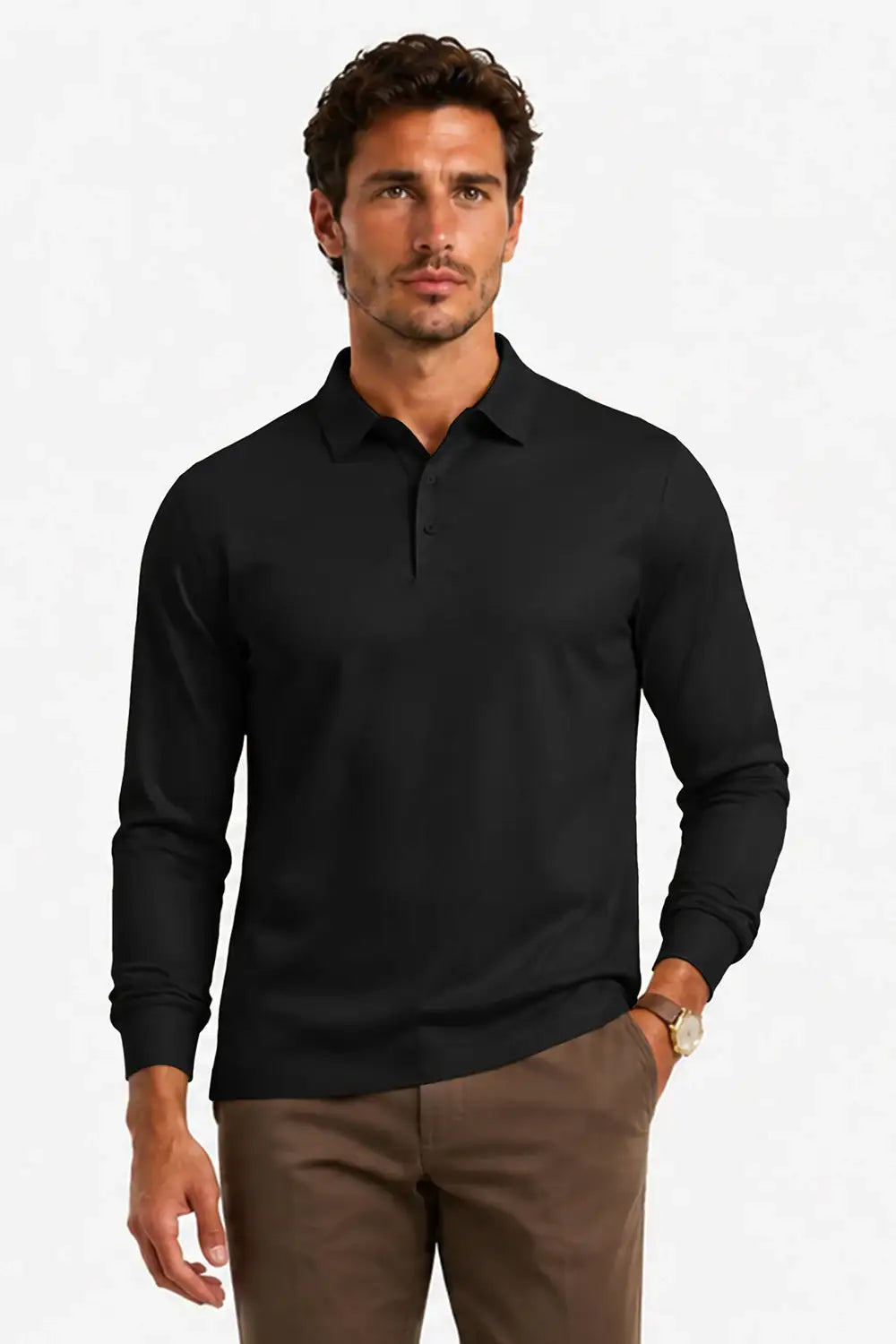 Camiseta de algodón mercerizado para hombre - Verde militar