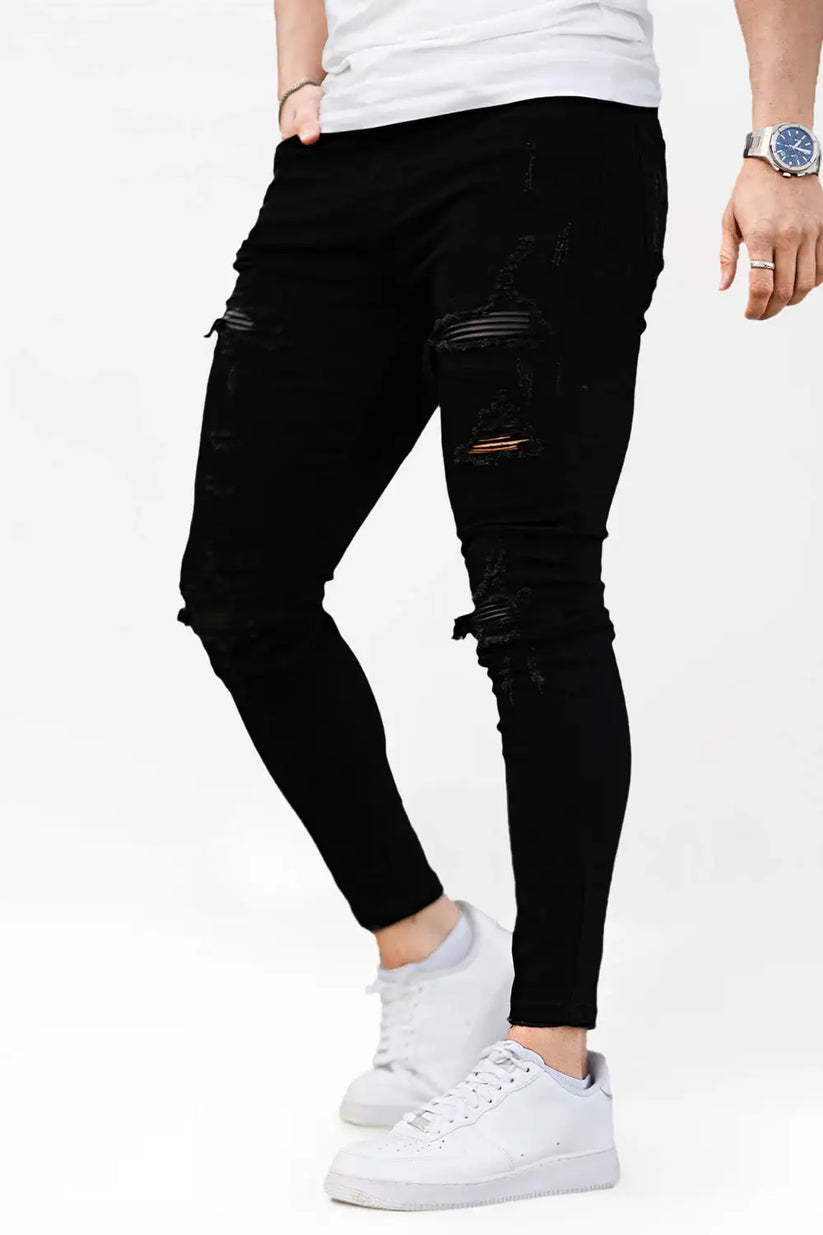 Mens Ripped Jeans Black Skinny Black Ripped Skinny Jeans For Men — free download