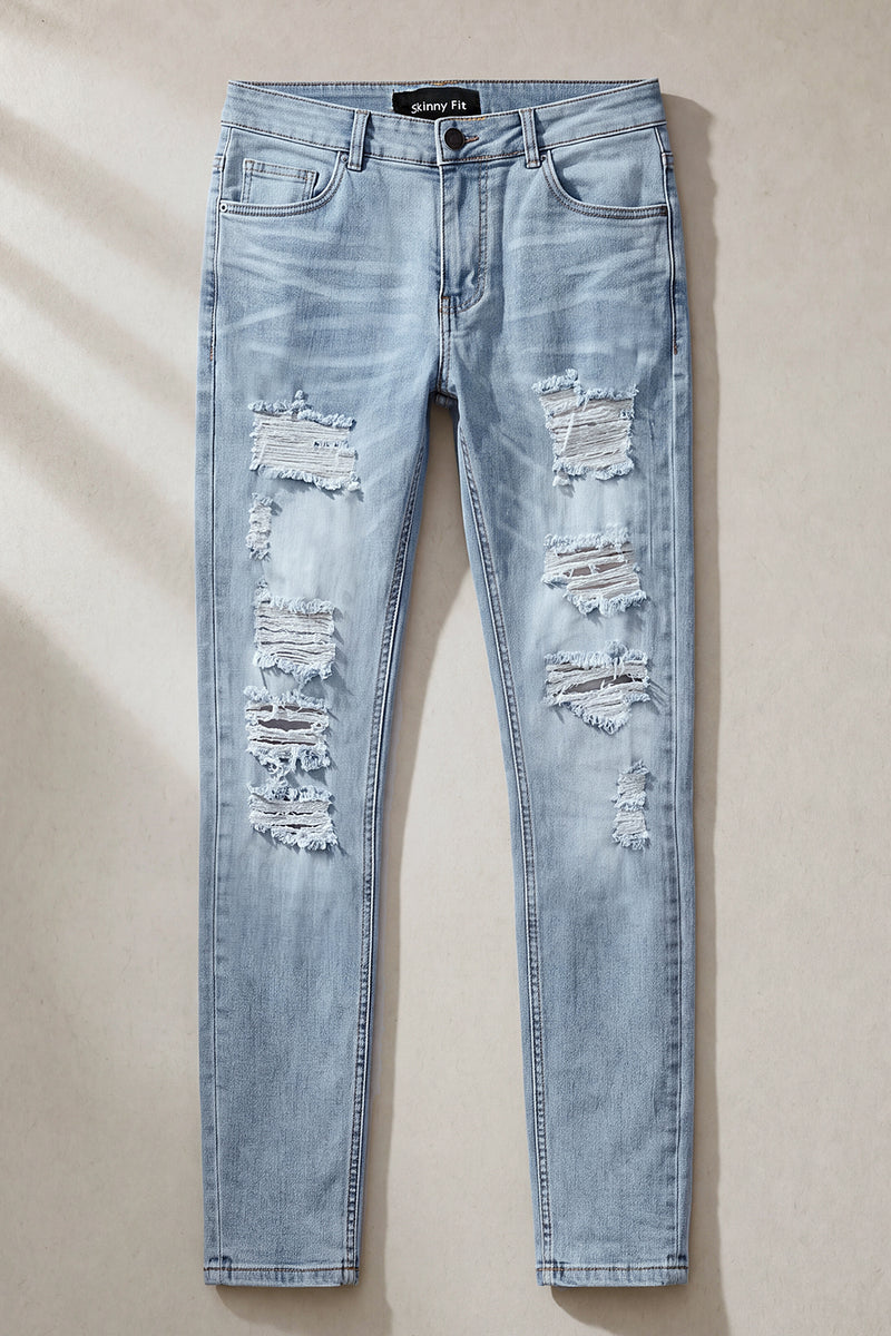 Men Stretch Skinny Jeans - Light Blue