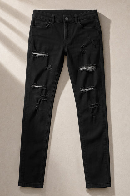 Men's High Stretch Skinny Jean - Ripped & Black