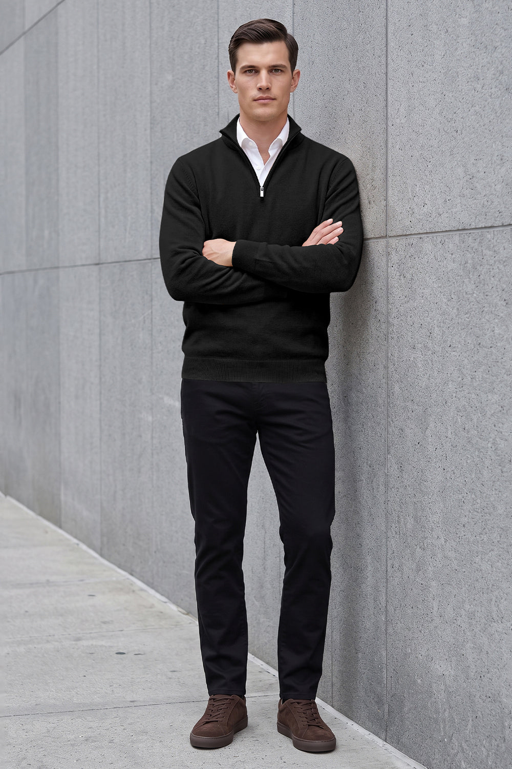 Men's Quarter-Zip Knit Sweater | Lightweight Slim Fit Pullover