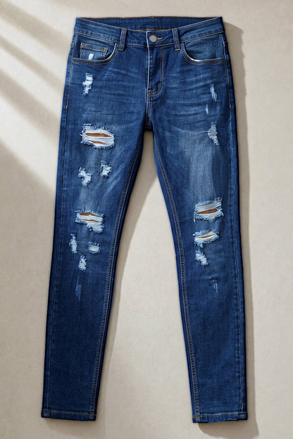 Jeans elasticizzati blu alla moda da uomo