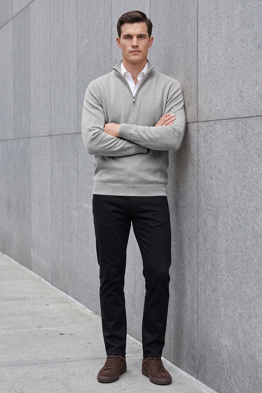 Men's Quarter-Zip Knit Sweater | Lightweight Slim Fit Pullover
