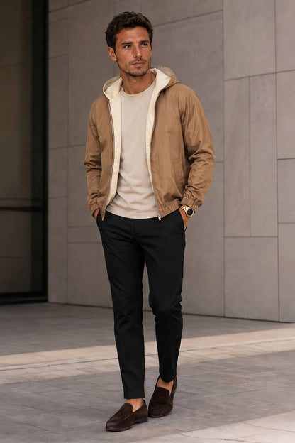 Men's Casual Hooded Lightweight Jacket - Camel