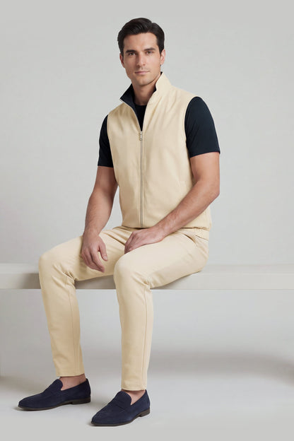Men's 3-Piece Casual Set with Reversible Vest - Dark Navy