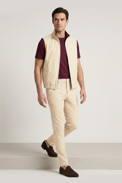 Men's 3-Piece Casual Set with Reversible Vest - Red