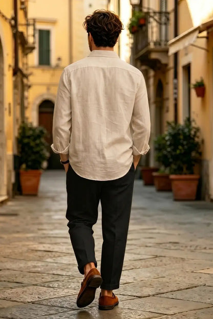 Men's Casual Linen Shirts - Khaki
