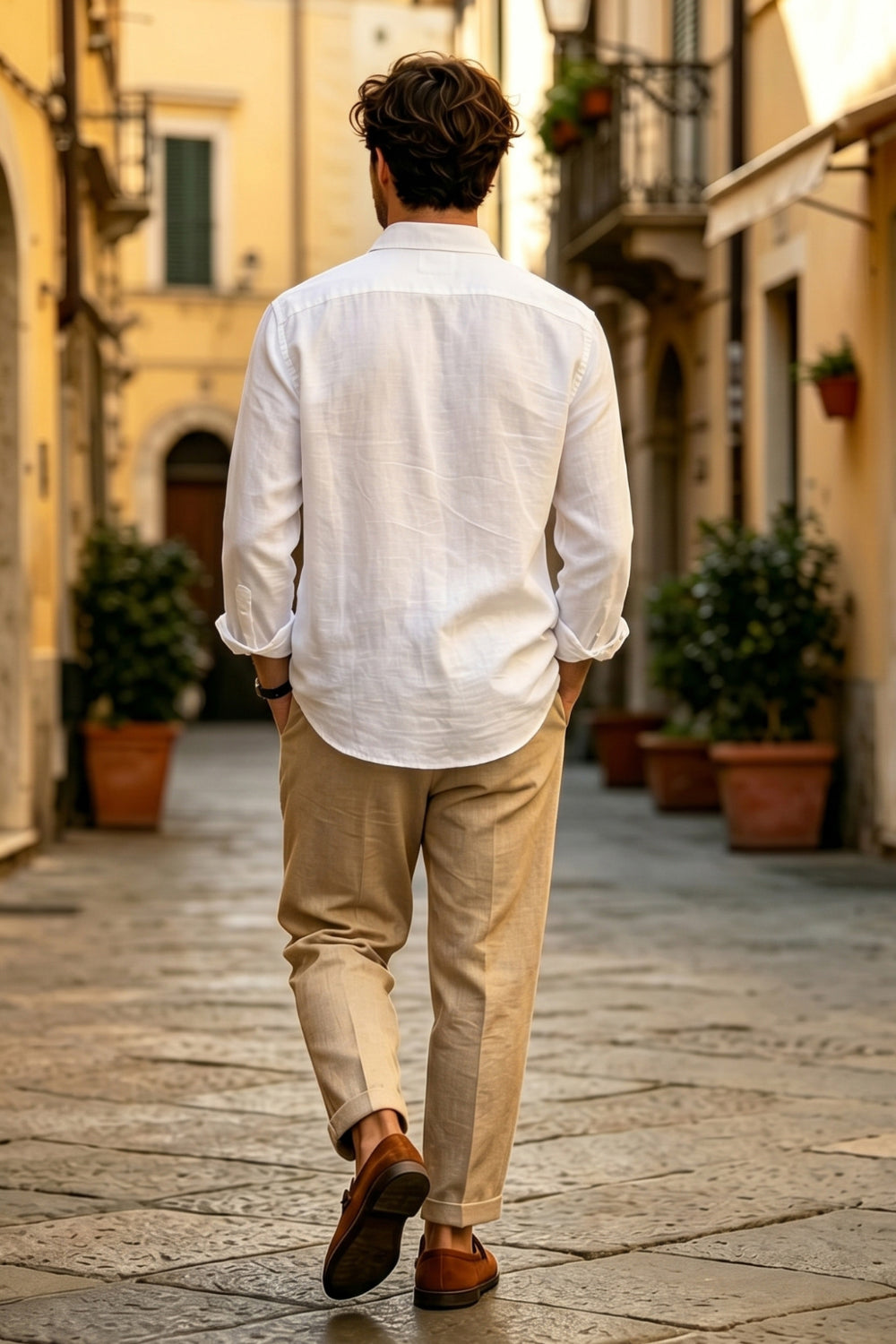 Men's Casual Linen Shirts - White