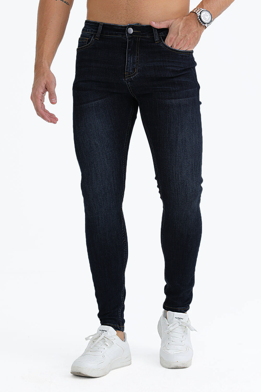 Relaxed Skinny Jeans - Black And Blue