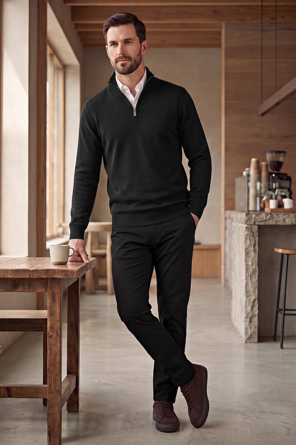 Men's Classic Quarter-Zip Knit Sweater | Lightweight Slim Fit Pullover