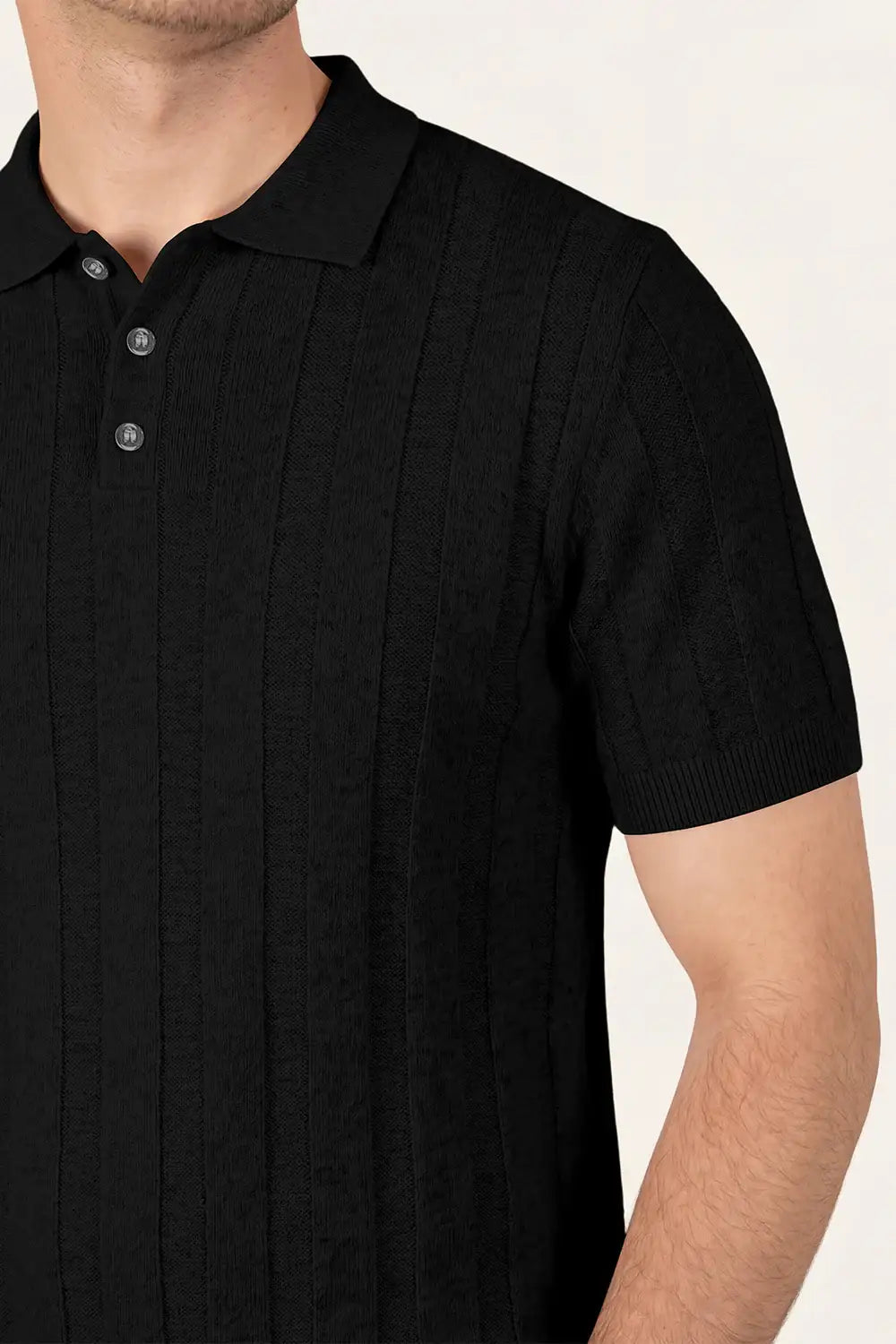 Men's High Quality Knitting Polo Shirt - Black For Sale – GINGTTO